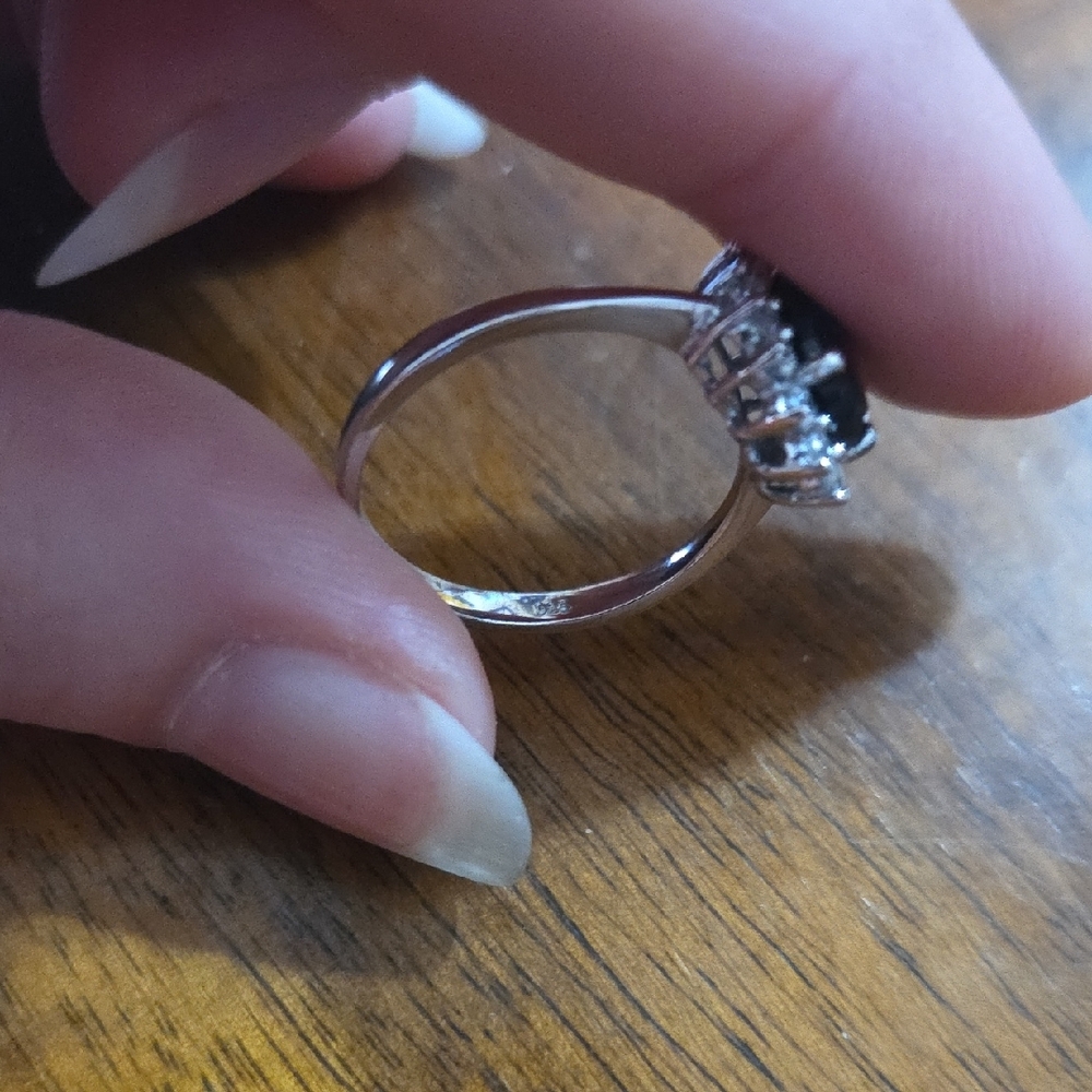 • Stauer • Sapphire and Silver Women's Halo Ring - Picture 6 of 8